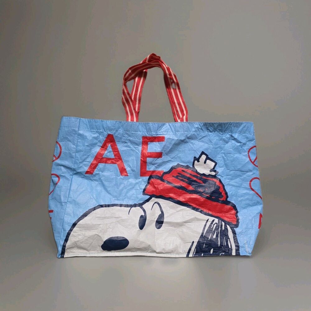 American Eagle Snoopy Peanuts Market Tote Bag Reusable 19.5X6X16 Large